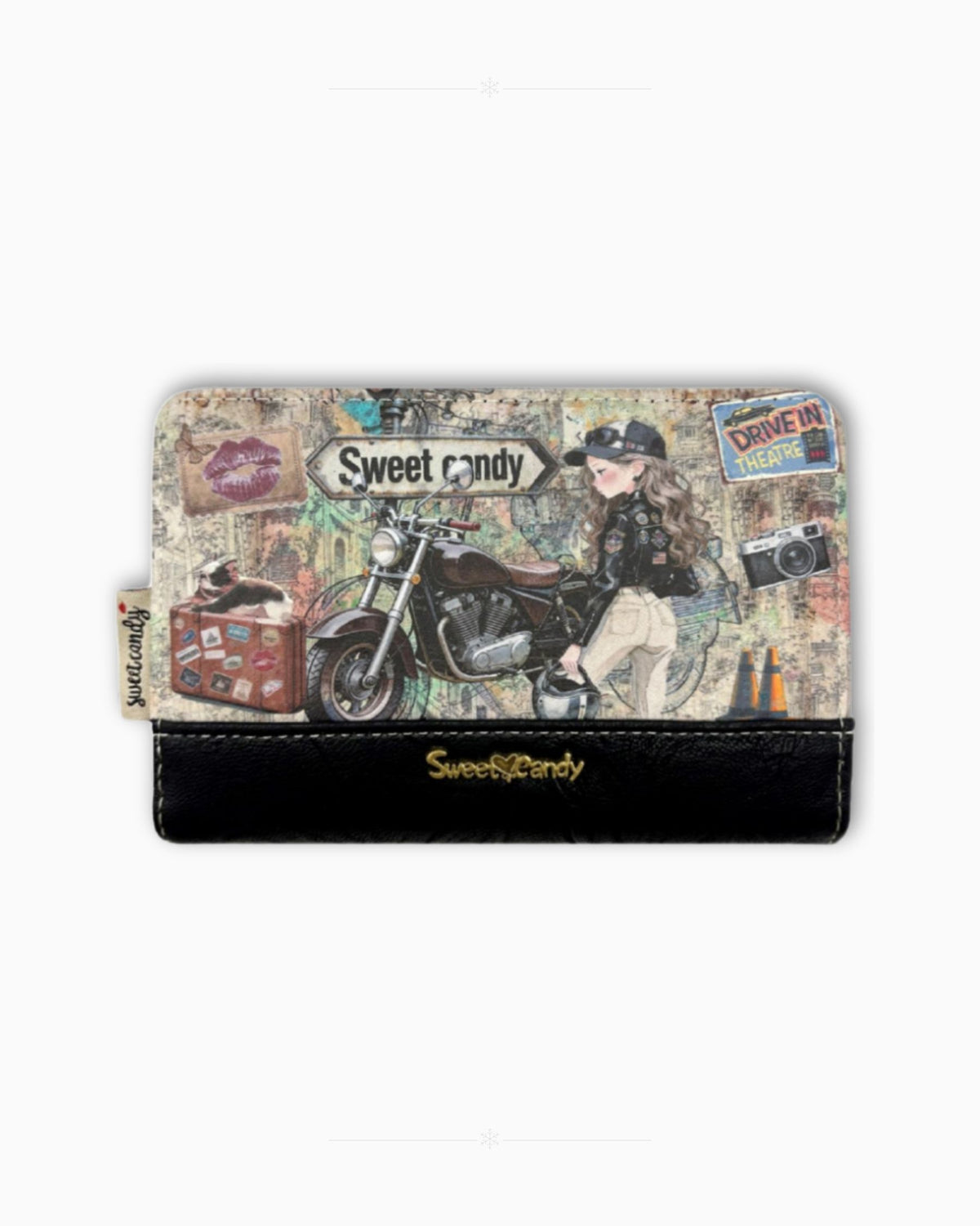 Дамско портмоне с изваждащ се визитник Sweet Candy – Черно приключение