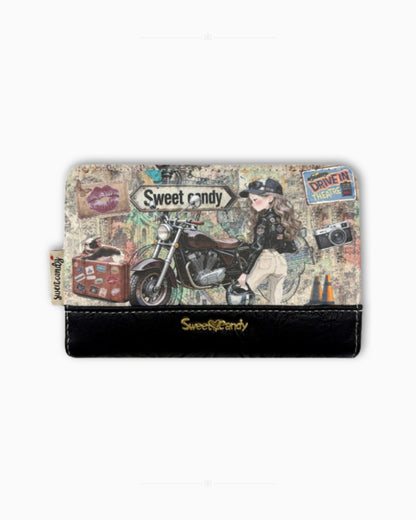 Дамско портмоне с изваждащ се визитник Sweet Candy – Черно приключение