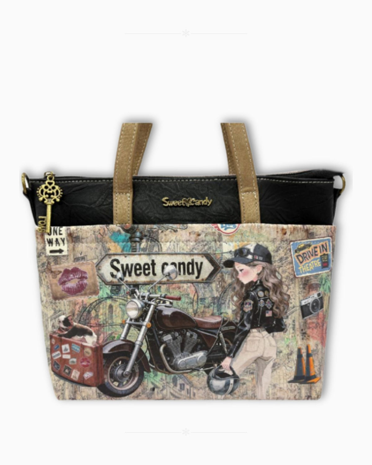 Модерна дамска чанта Sweet Candy – Черно приключение
