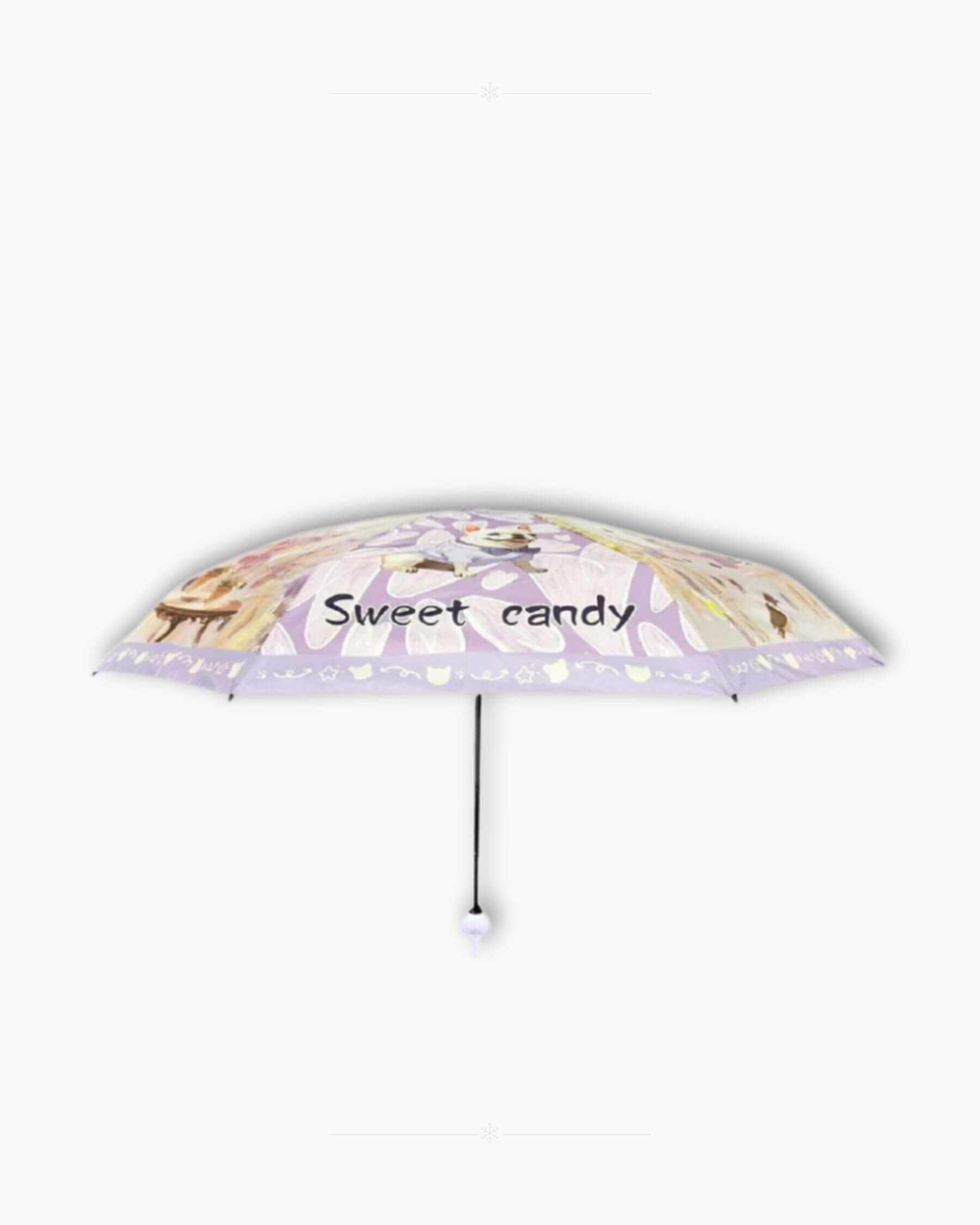 Сгъваем чадър Sweet Candy Лавандулова мечта – изглед отстрани в отворено положени