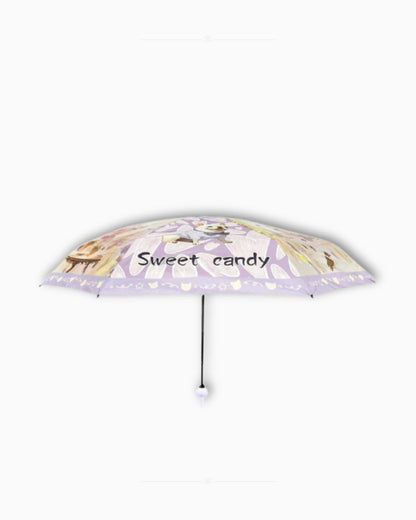 Сгъваем чадър Sweet Candy Лавандулова мечта – изглед отстрани в отворено положени