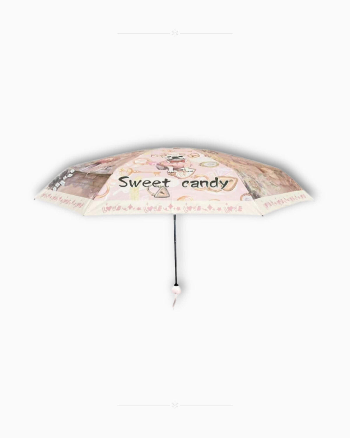 Сгъваем чадър Sweet Candy Розова приказка – дизайн с дръжка във форма на сърце